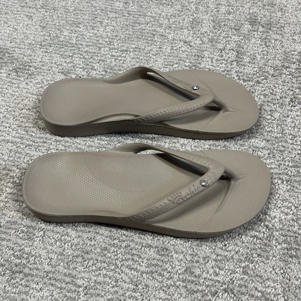 Archies Sandals Womens 8 Taupe Beige Thong Flip Flop Comfort Beach Orthotic Arch - Picture 4 of 7